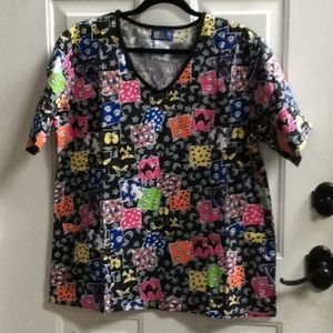 New Halloween top blouse uniform scrub Sz L